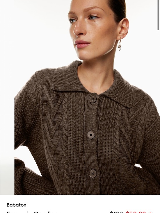 Aritzia Sweaters - Aritzia Brown Cable-Knit Button-Front Cardigan babaton emporia